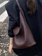 Solid Color PU Leather Shoulder Handbag