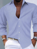 Men's Plus Size Striped Button-Up Long Sleeve Shirt – Big & Tall