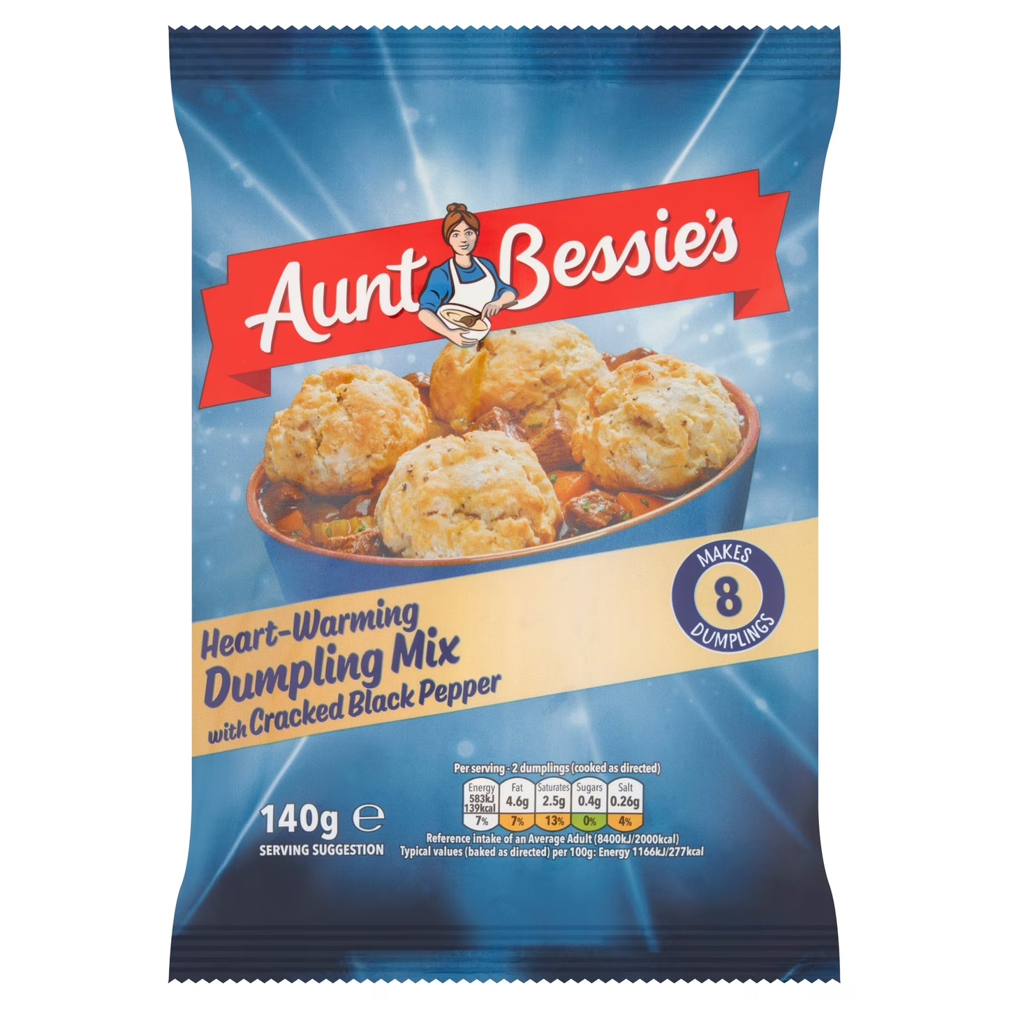 Aunt Bessie's Dumplings Mix with Cracked Black Pepper, 140g | Authentic Caribbean Dumpling Mix