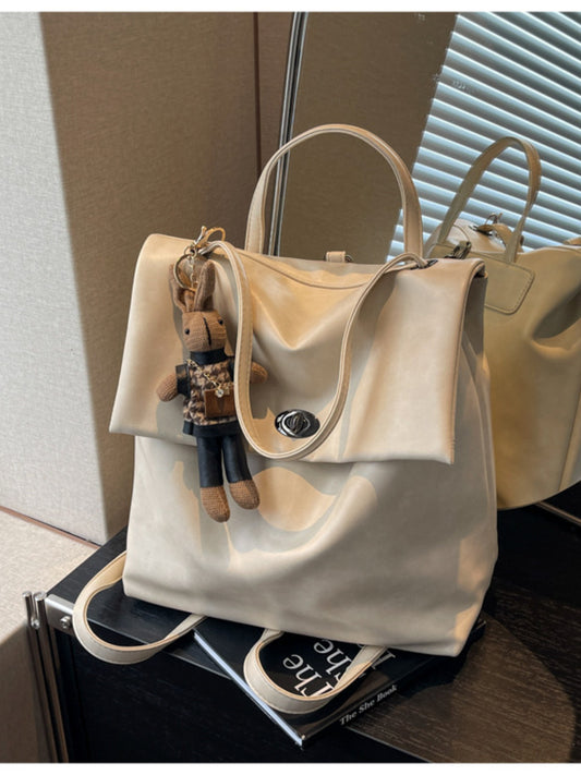Leather Flap Backpack Bag – Medium PU Leather Everyday Bag