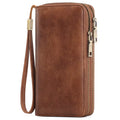 Vintage Style Double Zipper PU Leather Wallet