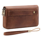 Vintage Style Double Zipper PU Leather Wallet