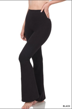 Zenana Wide Waistband Yoga Flare Pants – Stretchy Cotton Blend Activewear