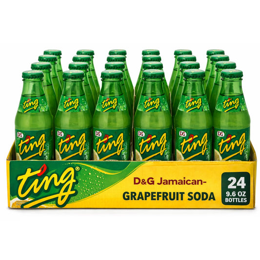 D&G Jamaican Ting Grapefruit Soda, 9.6 fl oz Glass Bottles – 24 Pack | Classic Caribbean Citrus Soda