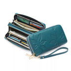 Floral Embossed PU Leather Zipper Wallet – Small