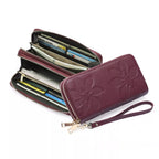 Floral Embossed PU Leather Zipper Wallet – Small