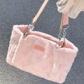 Fluffy Heart-Patterned Handbag – Large Plush Shoulder Bag
