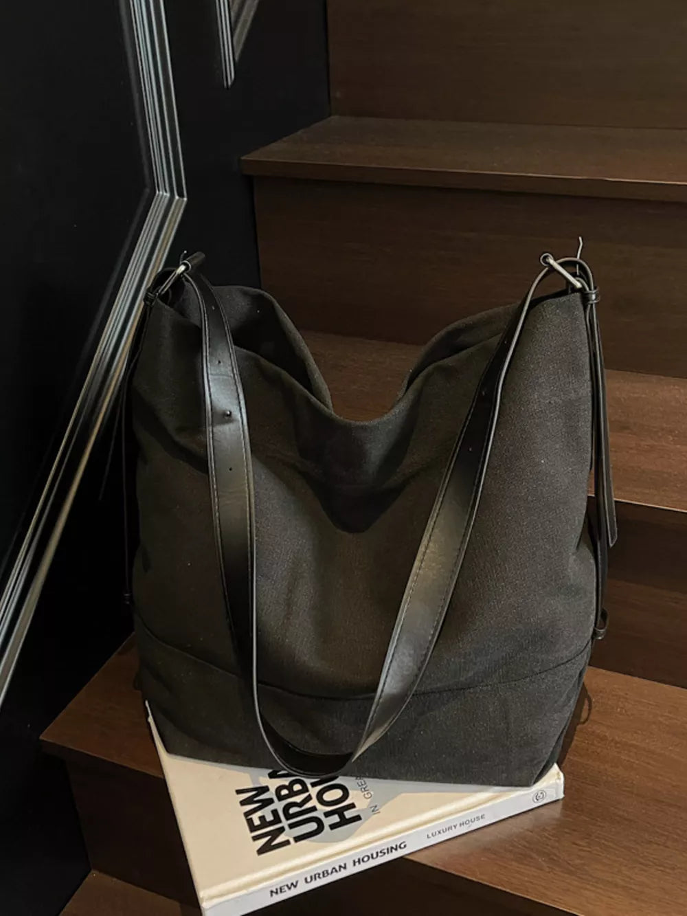 Large Adjustable Strap Handbag | PU Leather Shoulder & Crossbody Bag – 17.3"