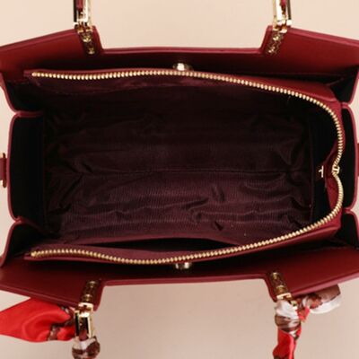 Embroidered Floral Top Handle Handbag – PU Leather