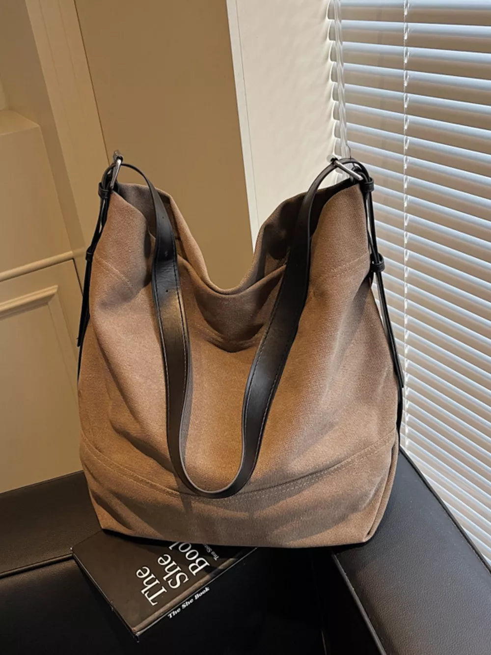 Large Adjustable Strap Handbag | PU Leather Shoulder & Crossbody Bag – 17.3"
