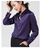 SFELIKY Women's 19mm Mulberry Silk Blouse – Long Sleeve V-Neck Satin Shirt