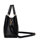 Women's Soft Leather Handbag – 3-Compartment Shoulder & Crossbody Tote