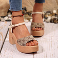 Open Toe Block Heels Sandals – Mid Heel PU Leather