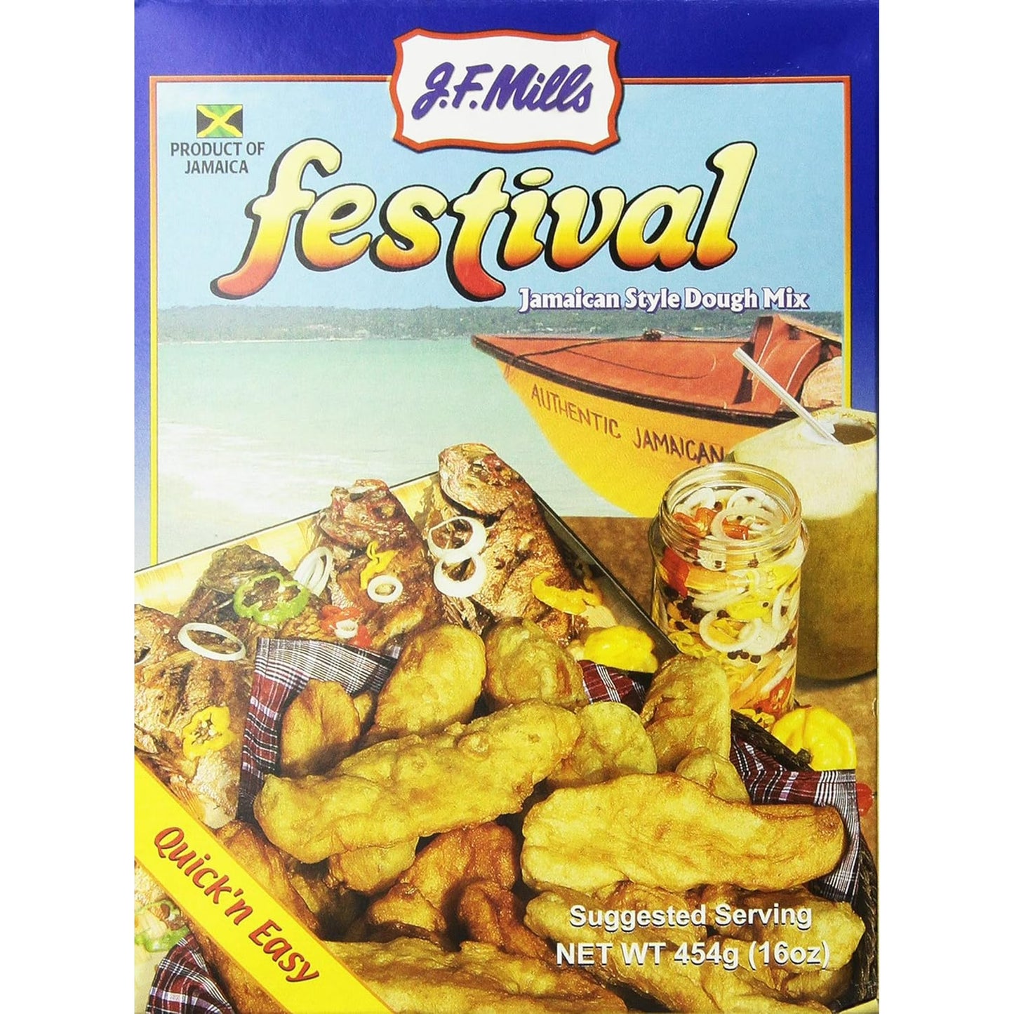 JF Mills Jamaican Festival Mix, 16 oz | Authentic Jamaican Festival Dumpling Mix