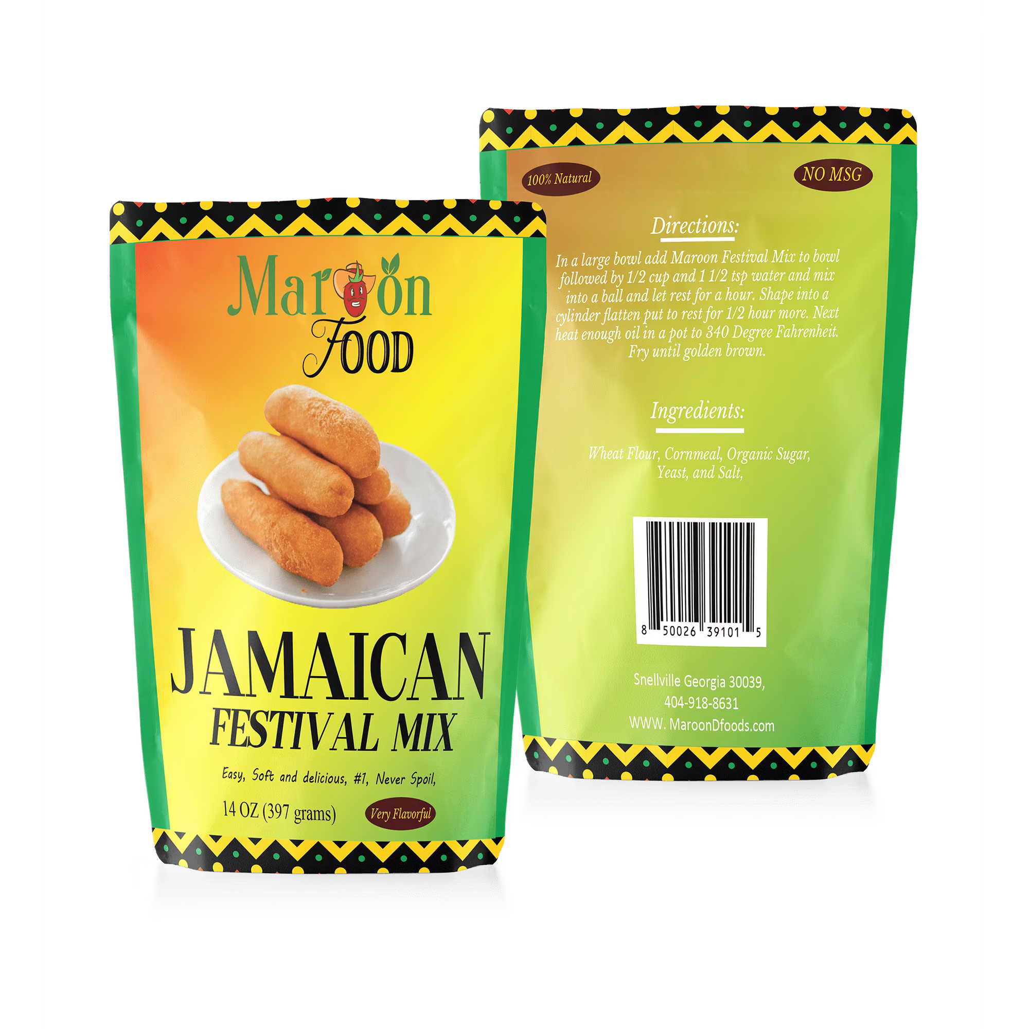 Maroon Food Jamaican Festival Mix, 14 oz | All Natural Caribbean Frying Mix – No Corn Syrup, MSG Free, Soy Free, Himalayan Salt