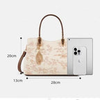 Embroidered Floral Leather Handbag – Medium Structured Tote