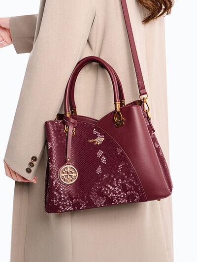 Snakeskin Pattern Handbag – Medium PU Leather Shoulder Bag