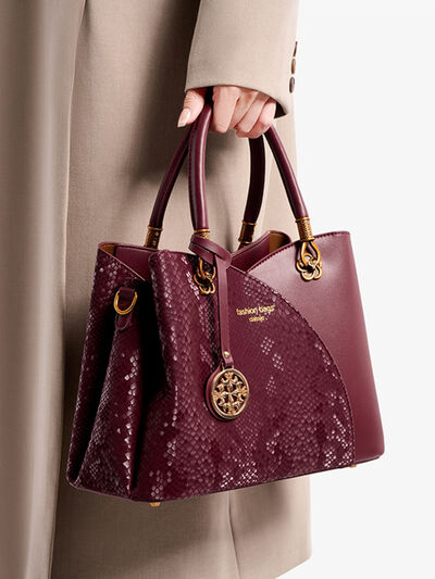 Snakeskin Pattern Handbag – Medium PU Leather Shoulder Bag