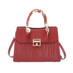 Scarf Decor PU Leather Handbag – Medium Structured Tote