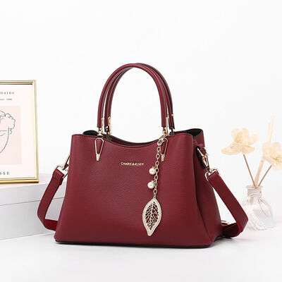 Top-Handle Leather Handbag – Medium Structured Purse for Women