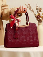 Embossed Leather Top Handle Handbag