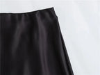 MUJER Women's High Waist Satin Midi Skirt – Elegant Office Bud Skirt