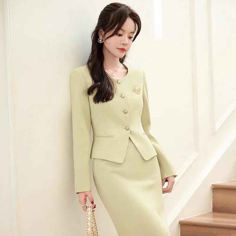 GBVLGAR Women's Long Sleeve Skirt Suit Set – Slim Fit Professional Office Dress Set