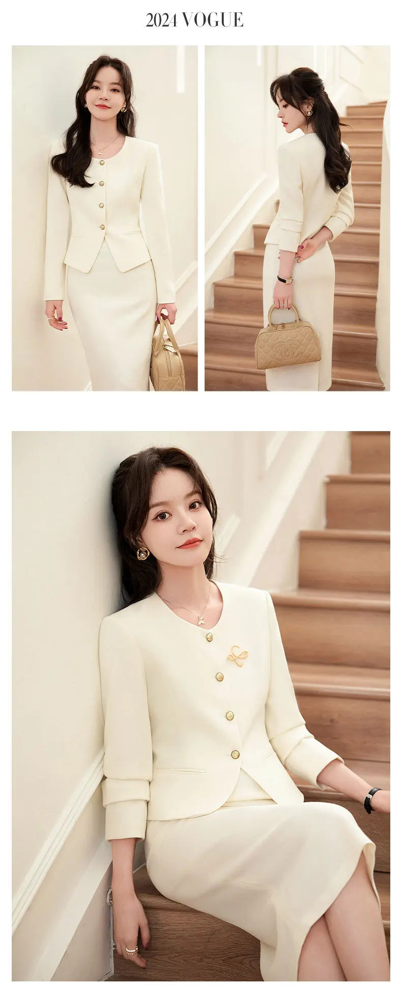 GBVLGAR Women's Long Sleeve Skirt Suit Set – Slim Fit Professional Office Dress Set