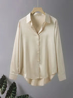 ROSA FERA Plus Size Women's Long Sleeve Button-Down Blouse – Loose Elegant Office Top