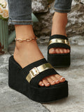Platform Wedge Sandals with Buckle Straps