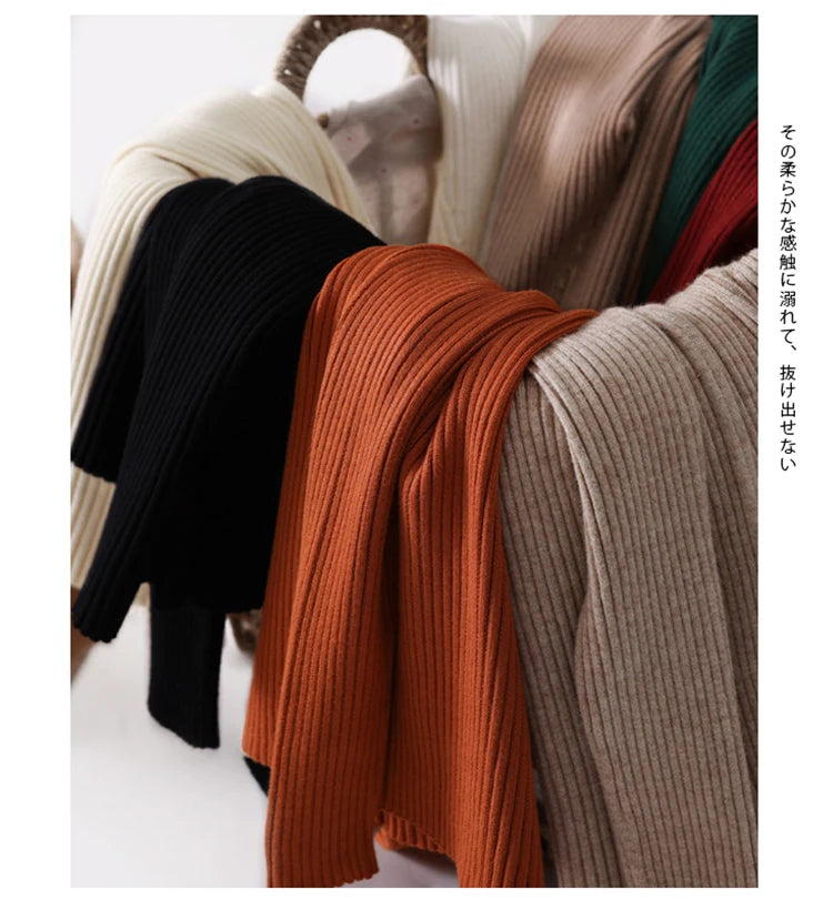 Women’s Ribbed Turtleneck Sweater – Slim Fit Knit Long Sleeve Pullover Top (Autumn/Winter)