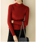Women’s Ribbed Turtleneck Sweater – Slim Fit Knit Long Sleeve Pullover Top (Autumn/Winter)