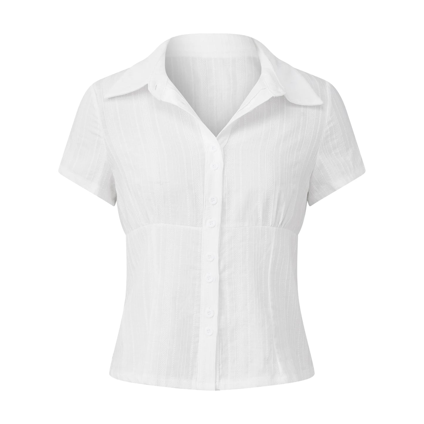 FYBITBO Women's Slim Fit Button-Down Shirt – Cap Sleeve Office Blouse