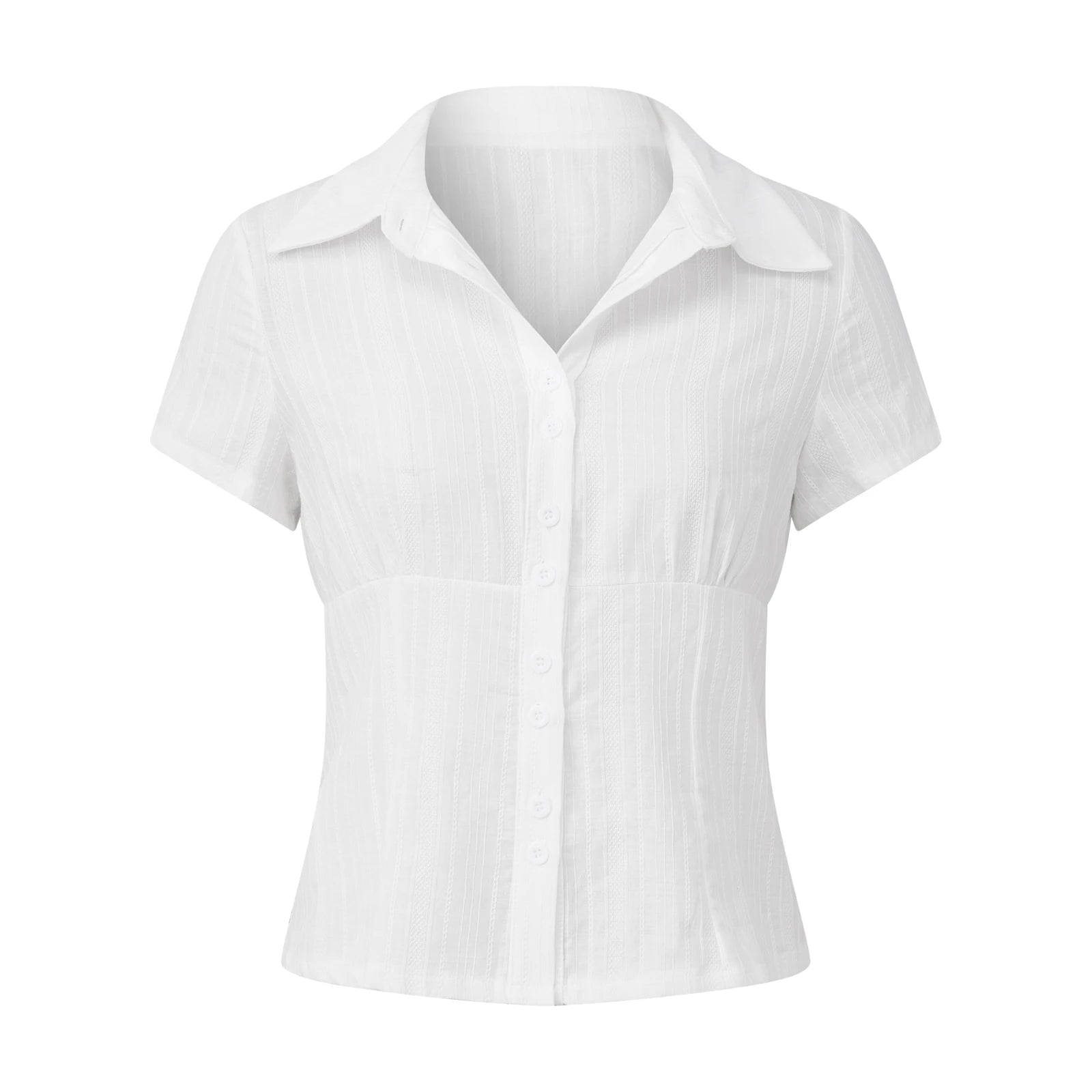 FYBITBO Women's Slim Fit Button-Down Shirt – Cap Sleeve Office Blouse