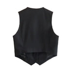 HH Women's Sleeveless Cropped Blazer Vest – Slim Fit V-Neck Office Waistcoat