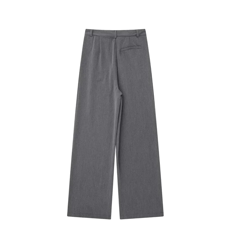 MUJER Women's High Waist Wide Leg Pants – Loose Fit Baggy Trousers for Office & Casual Wear