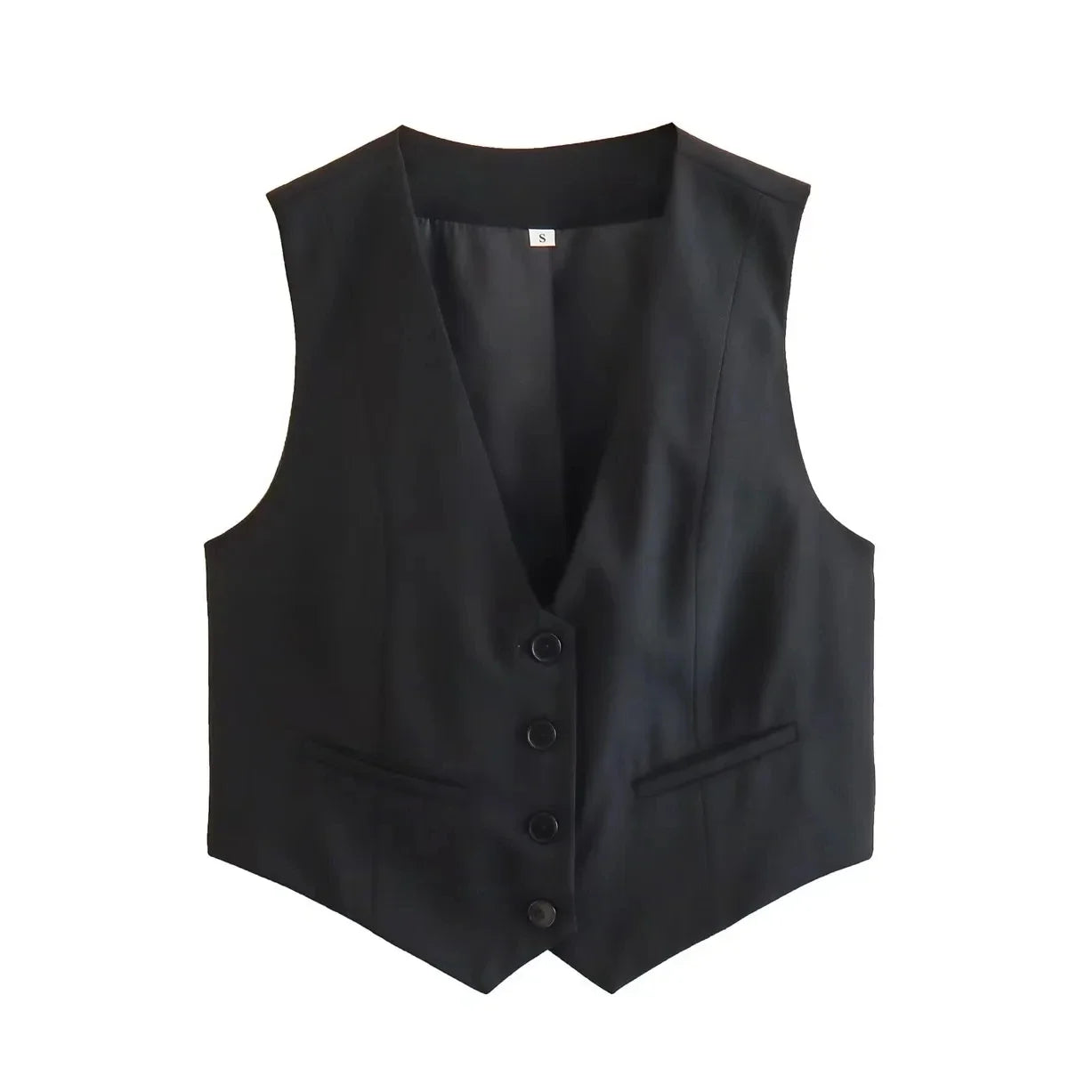 HH Women's Sleeveless Cropped Blazer Vest – Slim Fit V-Neck Office Waistcoat