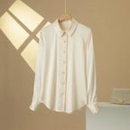 SFELIKY Women's 19mm Mulberry Silk Blouse – Long Sleeve V-Neck Satin Shirt