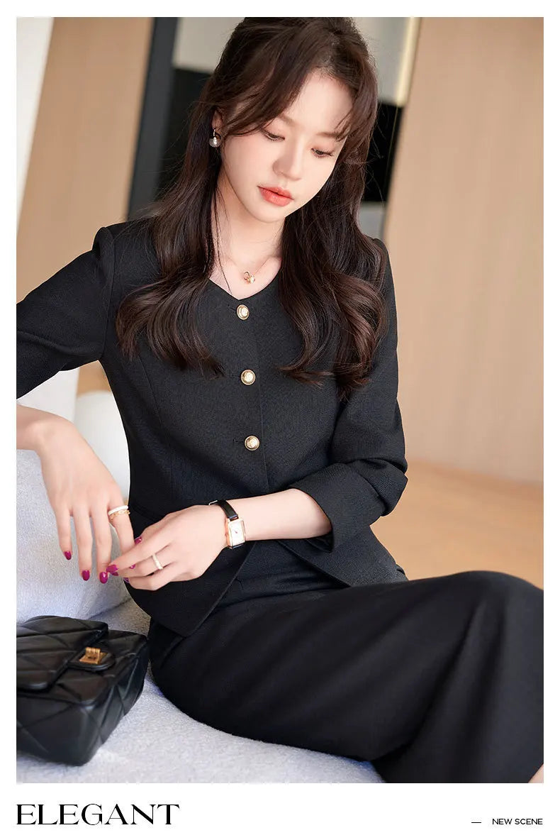 GBVLGAR Women's Long Sleeve Skirt Suit Set – Slim Fit Professional Office Dress Set