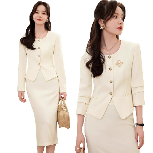 GBVLGAR Women's Long Sleeve Skirt Suit Set – Slim Fit Professional Office Dress Set