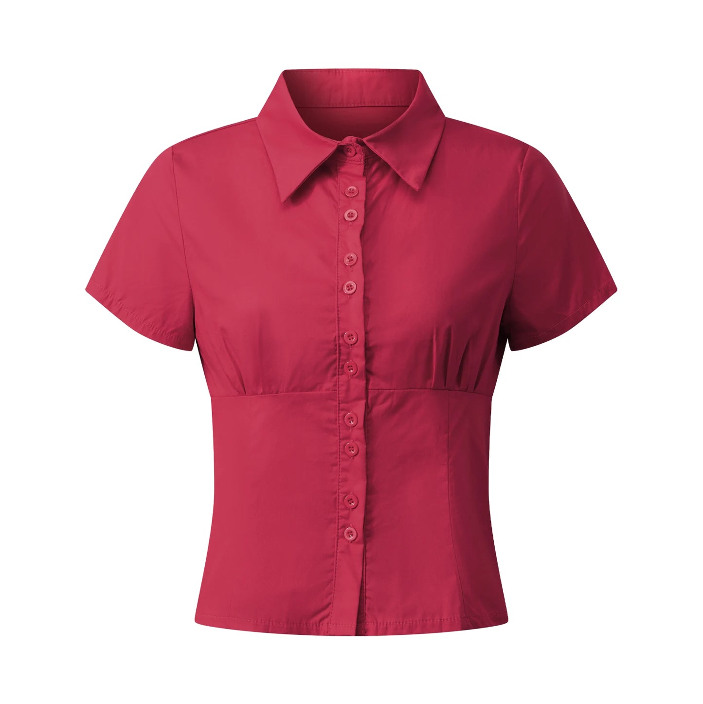 FYBITBO Women's Slim Fit Button-Down Shirt – Cap Sleeve Office Blouse