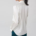 SFELIKY Women's 19mm Mulberry Silk Blouse – Long Sleeve V-Neck Satin Shirt