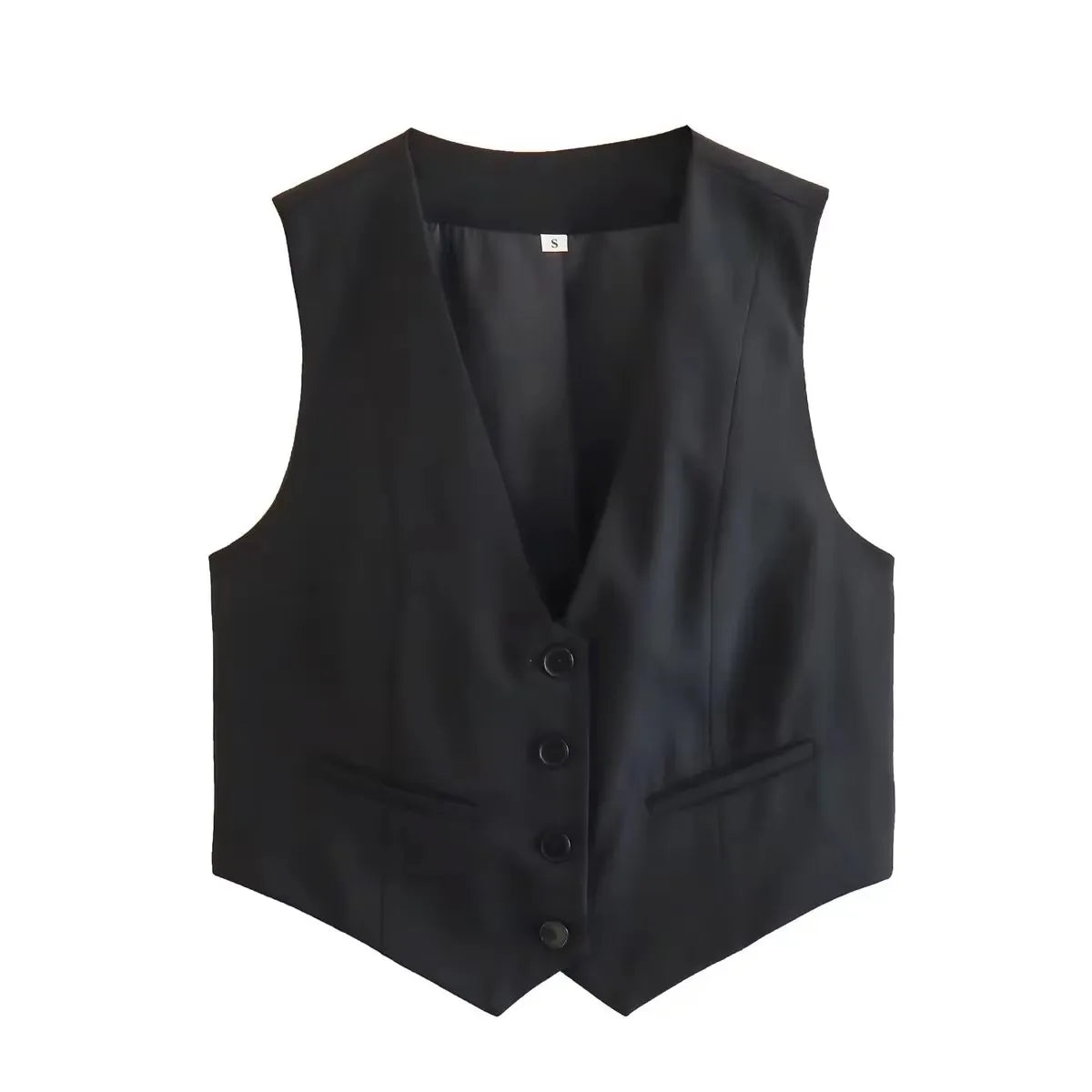 HH Women's Sleeveless Cropped Blazer Vest – Slim Fit V-Neck Office Waistcoat