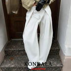 KONDALA Wide Leg Pants for Women – High Waist Pleated Trousers with Pockets
