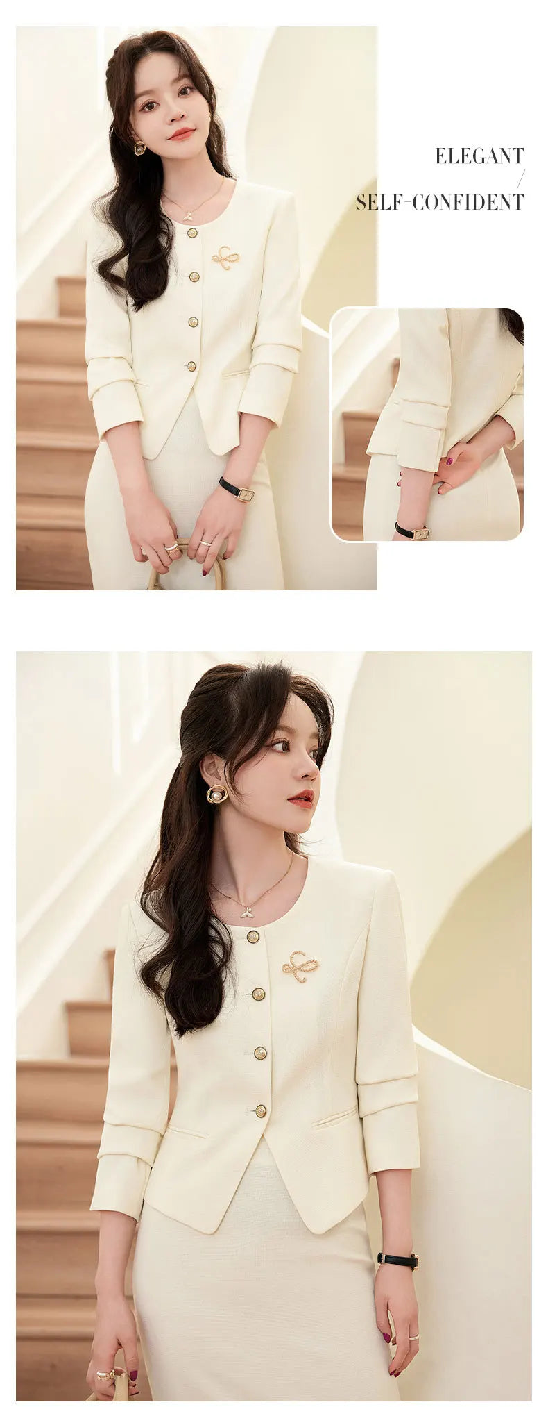 GBVLGAR Women's Long Sleeve Skirt Suit Set – Slim Fit Professional Office Dress Set