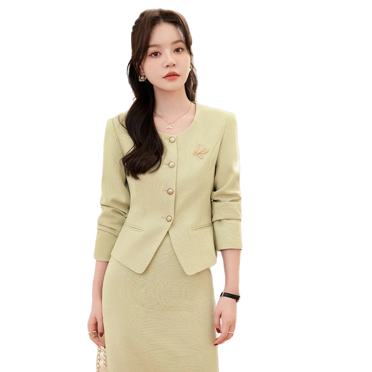 GBVLGAR Women's Long Sleeve Skirt Suit Set – Slim Fit Professional Office Dress Set