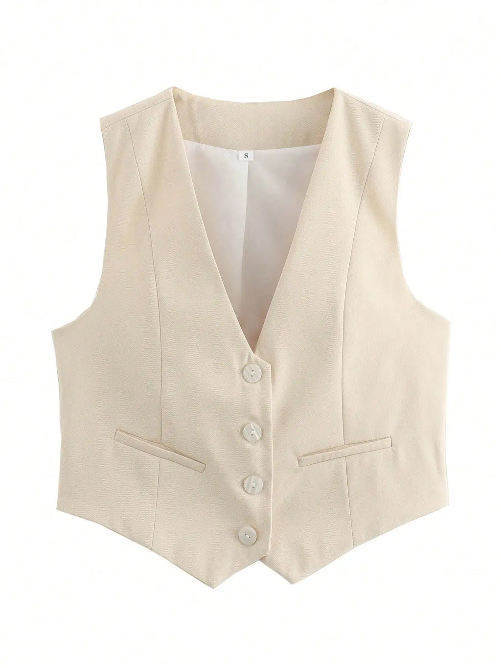 HH Women's Sleeveless Cropped Blazer Vest – Slim Fit V-Neck Office Waistcoat