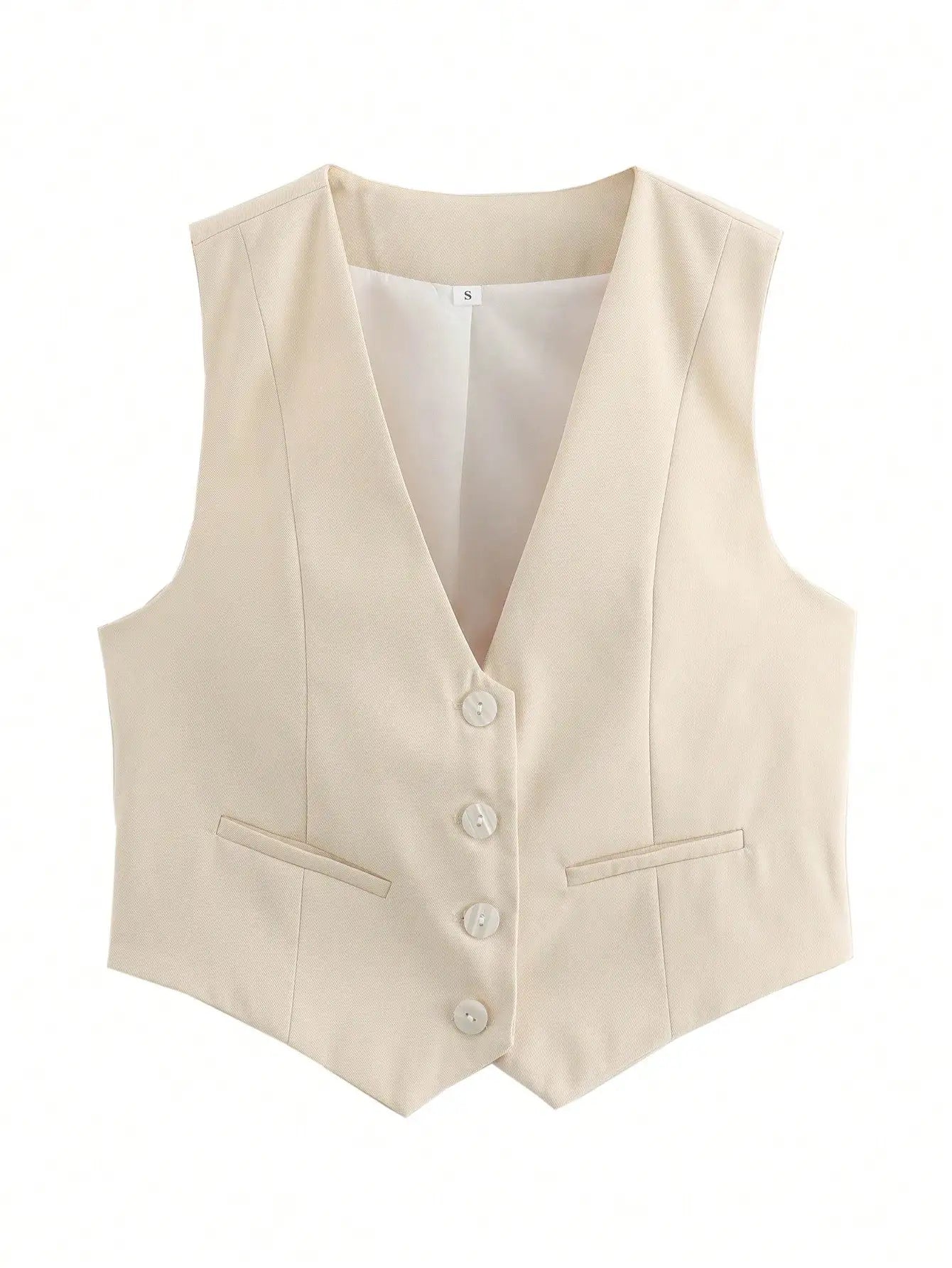 HH Women's Sleeveless Cropped Blazer Vest – Slim Fit V-Neck Office Waistcoat