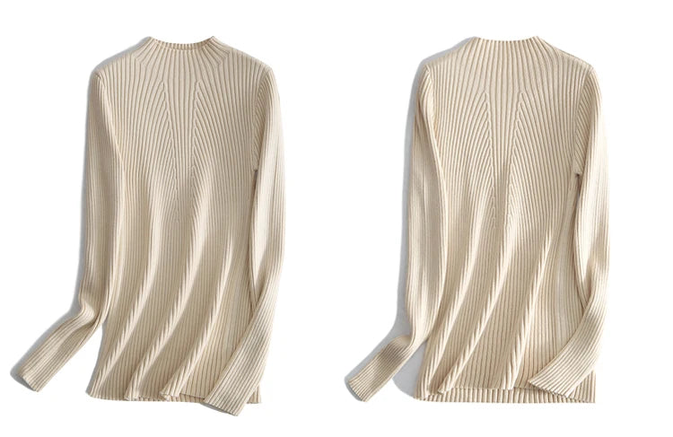 Women’s Ribbed Turtleneck Sweater – Slim Fit Knit Long Sleeve Pullover Top (Autumn/Winter)