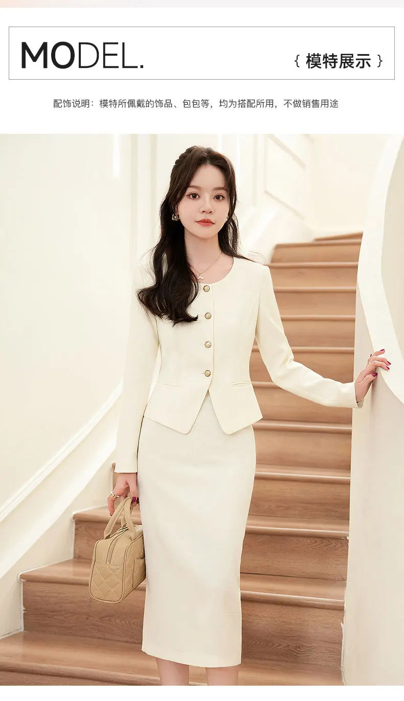 GBVLGAR Women's Long Sleeve Skirt Suit Set – Slim Fit Professional Office Dress Set